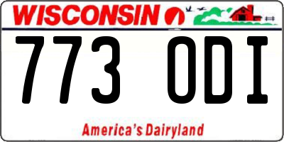 WI license plate 773ODI