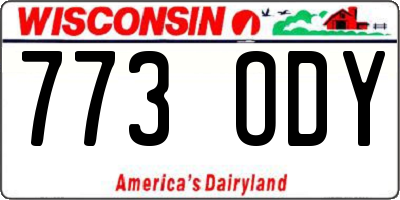WI license plate 773ODY