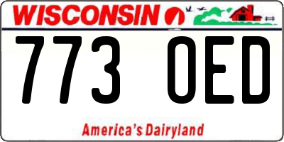 WI license plate 773OED