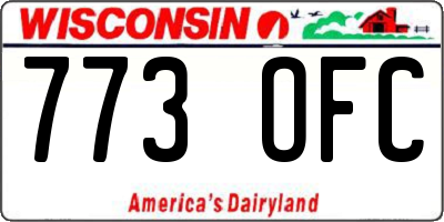 WI license plate 773OFC