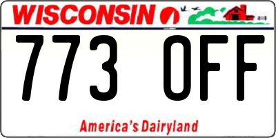 WI license plate 773OFF