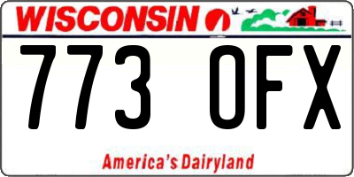 WI license plate 773OFX
