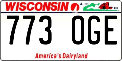 WI license plate 773OGE