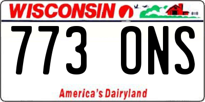 WI license plate 773ONS