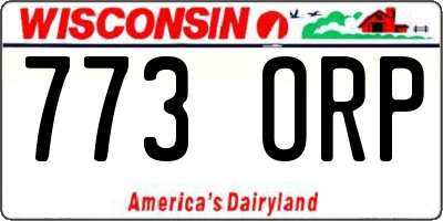 WI license plate 773ORP