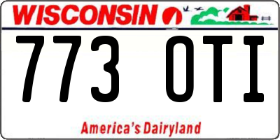 WI license plate 773OTI