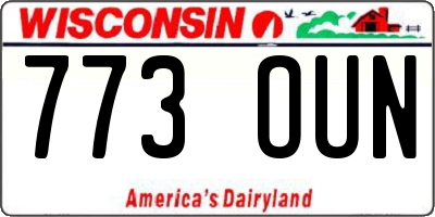 WI license plate 773OUN