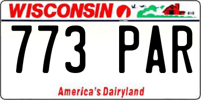 WI license plate 773PAR