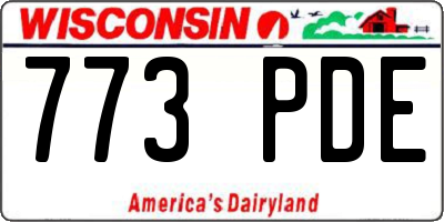 WI license plate 773PDE