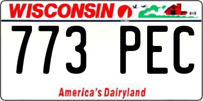 WI license plate 773PEC
