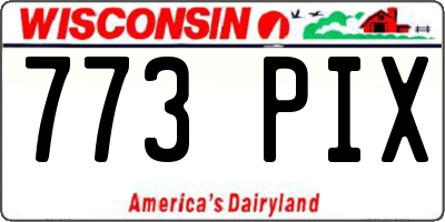 WI license plate 773PIX
