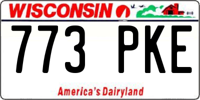 WI license plate 773PKE