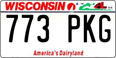 WI license plate 773PKG