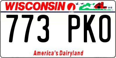 WI license plate 773PKO