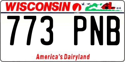 WI license plate 773PNB