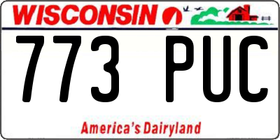 WI license plate 773PUC
