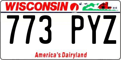 WI license plate 773PYZ