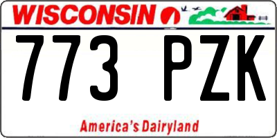 WI license plate 773PZK