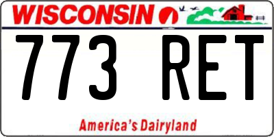 WI license plate 773RET