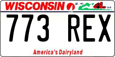 WI license plate 773REX