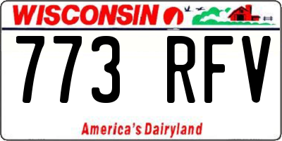 WI license plate 773RFV