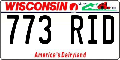 WI license plate 773RID