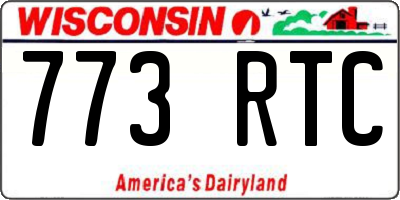 WI license plate 773RTC