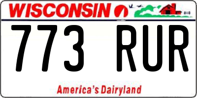 WI license plate 773RUR