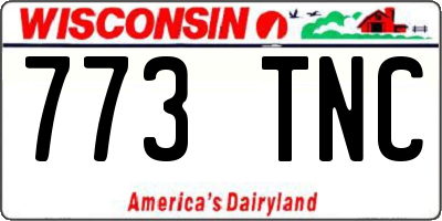 WI license plate 773TNC