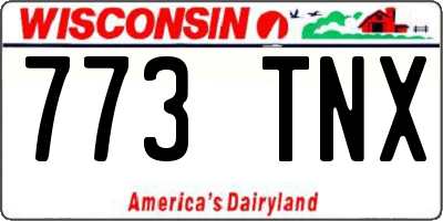 WI license plate 773TNX