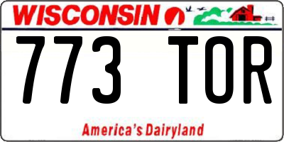 WI license plate 773TOR