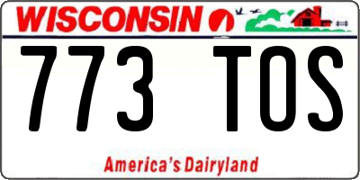 WI license plate 773TOS