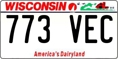 WI license plate 773VEC