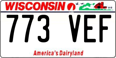 WI license plate 773VEF