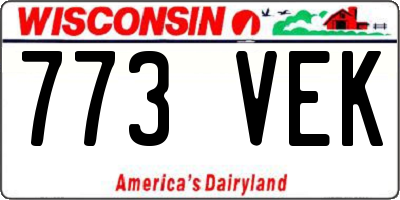 WI license plate 773VEK