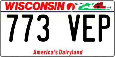 WI license plate 773VEP