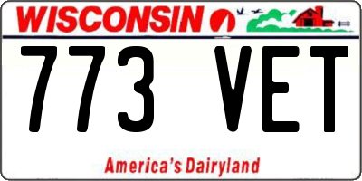 WI license plate 773VET