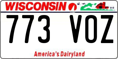 WI license plate 773VOZ