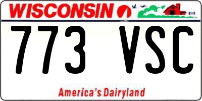 WI license plate 773VSC
