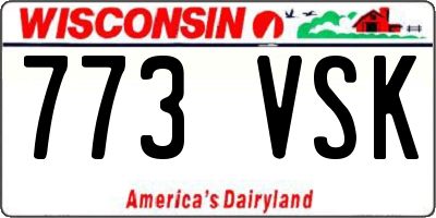 WI license plate 773VSK
