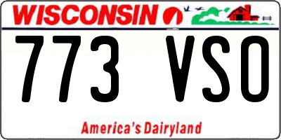 WI license plate 773VSO