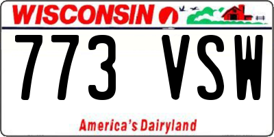 WI license plate 773VSW