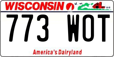 WI license plate 773WOT