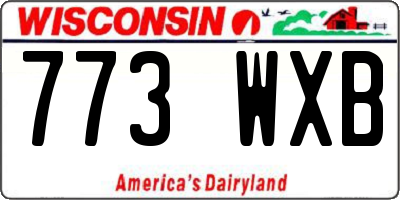 WI license plate 773WXB