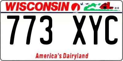 WI license plate 773XYC