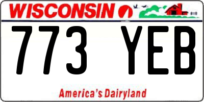 WI license plate 773YEB