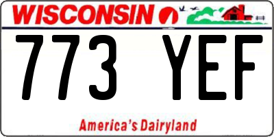 WI license plate 773YEF
