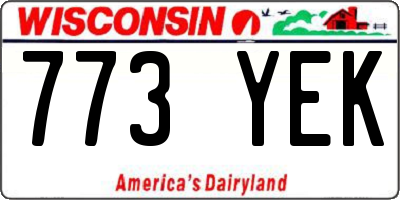WI license plate 773YEK