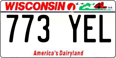 WI license plate 773YEL