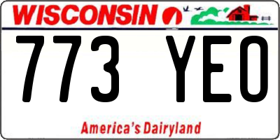 WI license plate 773YEO